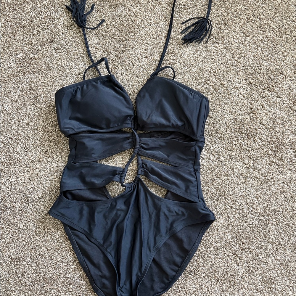 Mossimo Supply Co. Black Cutout One Piece Swimsuit